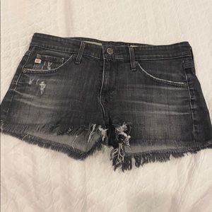 Agolde faded black denim shorts